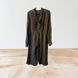 Free People Olive 100% Linen Dress with side splits …size M